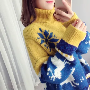 Net Raudonas Džemperis Moterims 2020 Naujas Prarasti Korėjos Versija, Tingus Vėjas Golfo Kalėdų Rudens Ir Žiemos Megztinis (Puloveris)