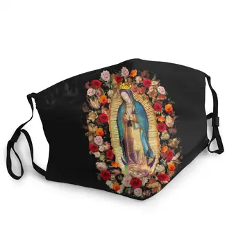Our Lady Of Meksikos Gvadalupės Mergelės Marijos Unisex Suaugusiųjų Veido Kaukė Meksikos Katalikų Šv Apsauginis Dangtis Respiratorius Burną, Mufelinė