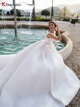 Paprasta Berankovis O-Kaklo-Line Vestuvių Suknelė 2020 Naują Atvykimo Elegantiškas Crystal Cathedral Traukinio Užsakymą Pagaminti Vestuvių Suknelė