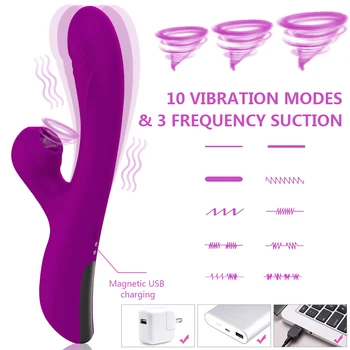 Pro 2 Klitorio Čiulpti Vibratorius Triušis Šildymo Dildo Vibratorius G Spot Massager Clit Analinis Kaištis Stimuliatorius Suaugusiųjų Sekso Žaislai Moterims