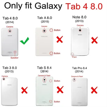 PU Odos Apversti Stand Case For Samsung galaxy tab 4 8.0 SM-T331 Padengti Samsung Tab, 4 8.0 colių T330 T331 T335 atveju