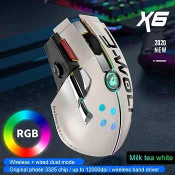 RGB Belaidės Laidinio dual-mode Įkrovimo mechaninė pelė 2,4 GHz belaidžio ryšio 12000 DPI kreiptuką Žaidimų pelės