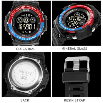 SMAEL Sports Mens Watch Multi-Funkcijos Skaitmeninis Riešo Laikrodžiai Vyrų Mados Vandeniui Atsitiktinis Elektroniniai Laikrodžiai Vyras Laikrodžius