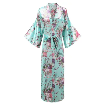 Spausdinti Gėlių Seksualus Sleepwear Moterų Didelės Dydis 3XL Kimono Suknelė Prarasti Naujovė Pusė Rankovės Pižamą Vestuvių Apdarą Atsitiktinis Chalatas