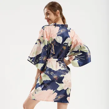 Spausdinti Nuotaka Vestuvių Chalatas Chalatas Kimono Seksuali Mini Sleepwear Moterų Homewear Per Dydis Intymus Apatinis Trikotažas Pusė Rankovės Naktiniai Drabužiai