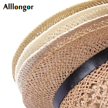 Sunhat Kaubojus Fedora skrybėlę Su Diržo Vasaros Panama Džiazo Skrybėlę Vyrų 2020 sombrero džiazo hombre Su diržo Tuščiaviduriai Iš Paplūdimio šiaudines Skrybėles