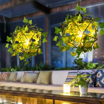 Temos restoranas muzikos baras droplight dekoratyvinis liustra kavinė sutartis žaliųjų augalų deimantų pakabukas lempa