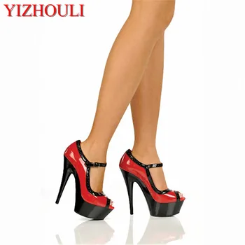 Vieną batai platformos žuvų burna batai 5 cm seksualus adatos (stiletai) spalva gabalas 15 cm super aukštakulniai moteriški bateliai