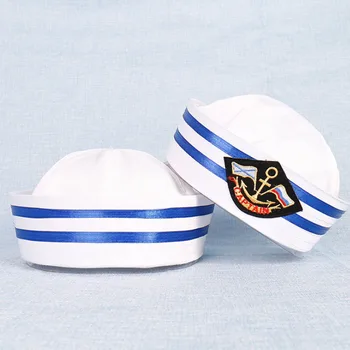 Vintage White Kapitonas Sailor Skrybėlės Armijos Bžūp Laivo Valtis Karinės Skrybėlę Jūrų Kepurės Su Inkaro Jūros Skrybėlės Išgalvotas Cosplay Suaugusiųjų Vaikų