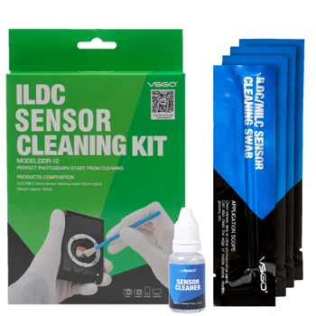 VSGO DDR-12 ILDC Jutiklio Valymo rinkinys 12pcs X 12mm Tepinėliai + 15ml Sensor Cleaner Professional CCD/CMOS Digtial Fotoaparatas