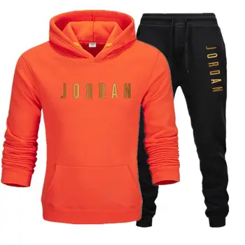 Vyriški Jordan 23 Laišką Kostiumas Prekės ženklo Sportinę aprangą Sportinės aprangos Kostiumas vyriški Sportiniai Hoodie + Kelnės Kostiumas Atsitiktinis Sportinę Vyrų Hoodie