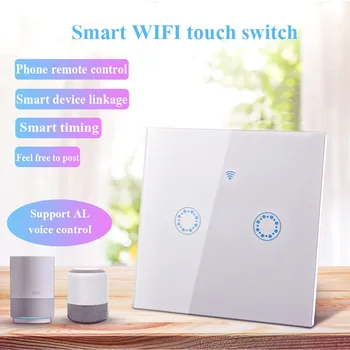 Wifi Smart Touch Šviesos Jungiklis, Nr. Neutralus Laidas Reikalingas Tuya RF433 Nuotolinis Valdymas Sieninio Jungiklio Dirba su Alexa 