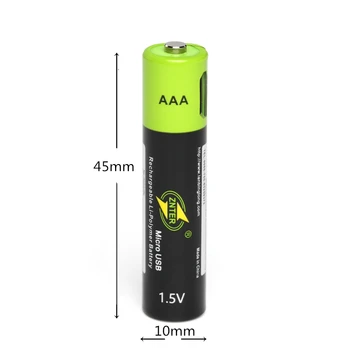 ZNTER 1,5 V AAA tipo Akumuliatorius 600mAh USB Įkraunama Ličio Polimero Baterija, Greitas Įkrovimas Micro USB Kabelio