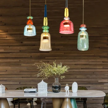 Šiuolaikinės spalvotu LED Sieniniai šviestuvai Namų Dekoratyvinis Apšvietimas Gyvenimo Kambario, Miegamasis Patalpų Stiklo Kabo Lempa Deco Pakabukas Kabo Lempa